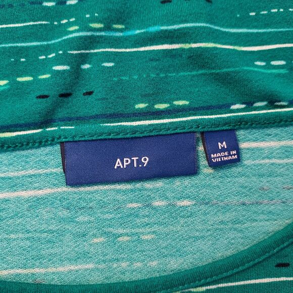 Apt. 9 Shirt Top 3/4 Bell Sleeves Comfy Soft Stretch Size Medium Green - Picture 8 of 13